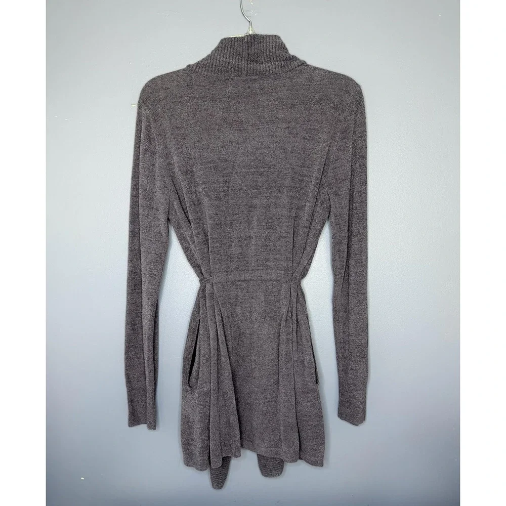 Barefoot Dreams CozyChic Ultra Lite Cardigan Sweater Womens M Gray Belted Long